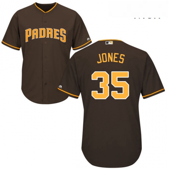 Mens Majestic San Diego Padres 35 Randy Jones Replica Brown Alternate Cool Base MLB Jersey