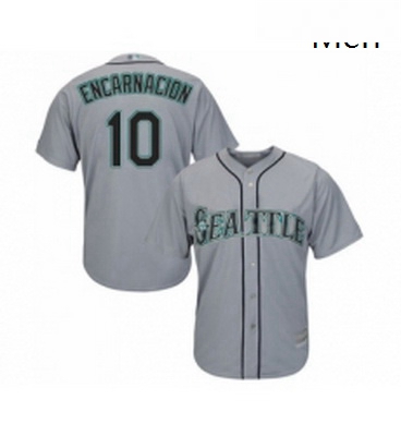 Mens Seattle Mariners 10 Edwin Encarnacion Replica Grey Road Cool Base Baseball Jersey