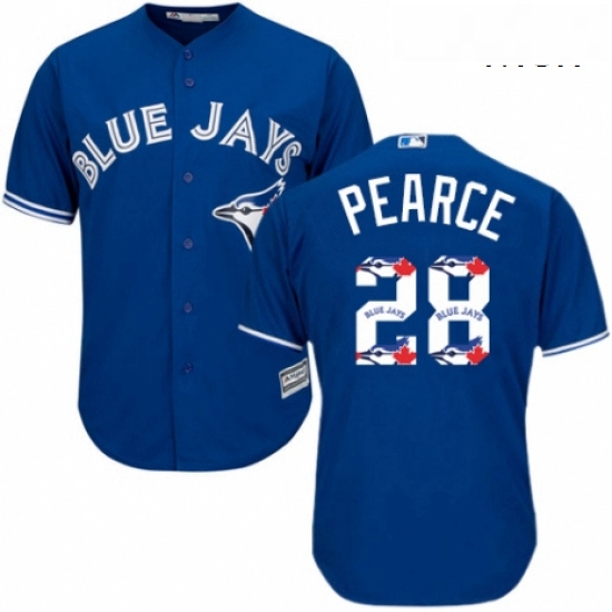 Mens Majestic Toronto Blue Jays 28 Steve Pearce Authentic Blue Team Logo Fashion MLB Jersey