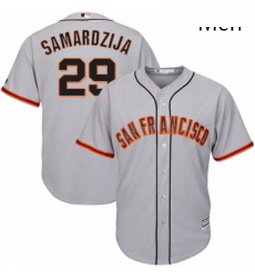 Mens Majestic San Francisco Giants 29 Jeff Samardzija Replica Grey Road Cool Base MLB Jersey