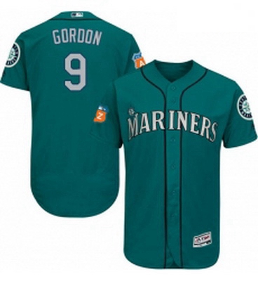 Mens Majestic Seattle Mariners 9 Dee Gordon Teal Green Alternate Flex Base Authentic Collection MLB 