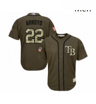 Mens Tampa Bay Rays 22 Christian Arroyo Authentic Green Salute to Service Baseball Jersey