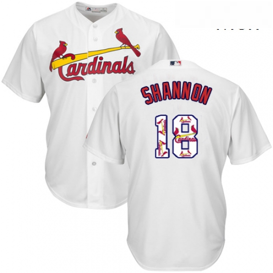 Mens Majestic St Louis Cardinals 18 Mike Shannon Authentic White Team Logo Fashion Cool Base MLB Jer