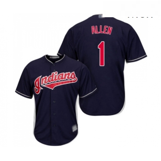 Mens Cleveland Indians 1 Greg Allen Replica Navy Blue Alternate 1 Cool Base Baseball Jersey