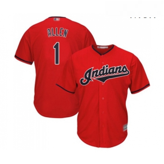 Mens Cleveland Indians 1 Greg Allen Replica Scarlet Alternate 2 Cool Base Baseball Jersey