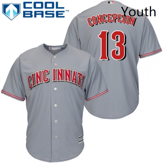 Youth Majestic Cincinnati Reds 13 Dave Concepcion Authentic Grey