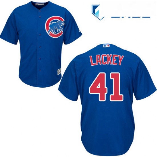 Mens Majestic Chicago Cubs 41 John Lackey Replica Royal Blue Alternate Cool Base MLB Jersey