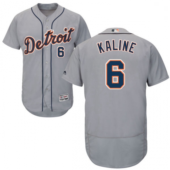 Mens Majestic Detroit Tigers 6 Al Kaline Grey Road Flex Base Aut