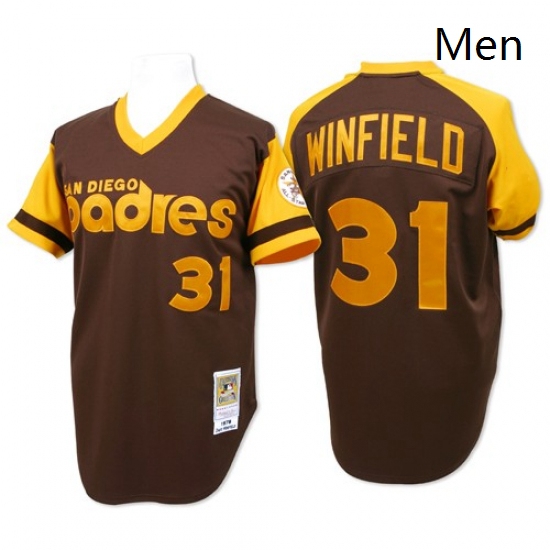 Mens Mitchell and Ness San Diego Padres 31 Dave Winfield Replica