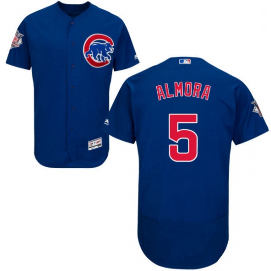 Mens Majestic Chicago Cubs 5 Albert Almora Jr Royal Blue Alternate Flexbase Authentic Collection MLB