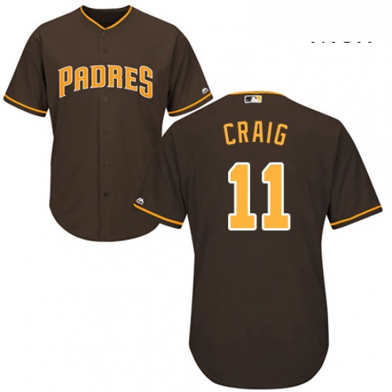 Mens Majestic San Diego Padres 11 Allen Craig Replica Brown Alternate Cool Base MLB Jersey