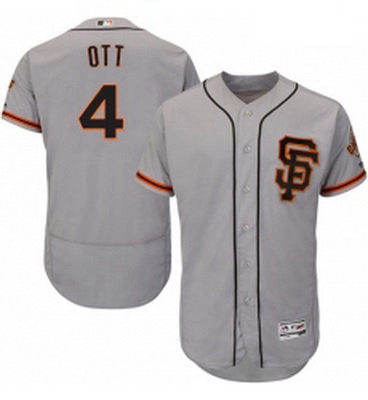 Mens Majestic San Francisco Giants 4 Mel Ott Grey Alternate Flex Base Authentic Collection MLB Jerse