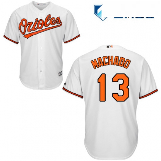 Mens Majestic Baltimore Orioles 13 Manny Machado Replica White Home Cool Base MLB Jersey