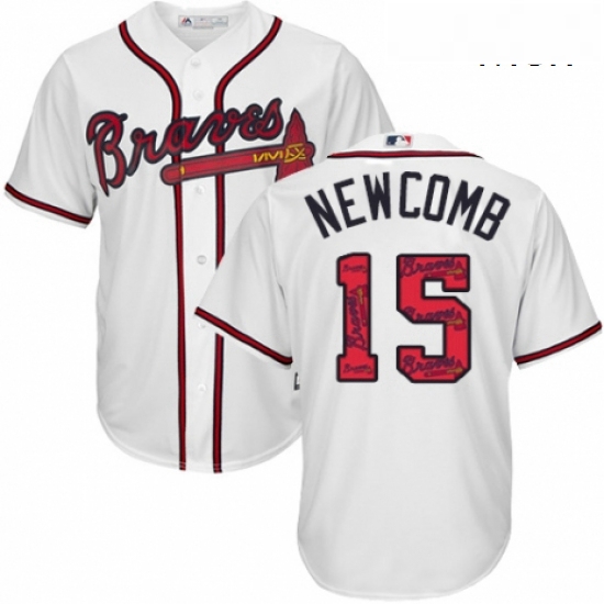 Mens Majestic Atlanta Braves 15 Sean Newcomb Authentic White Tea