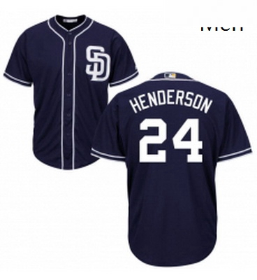 Mens Majestic San Diego Padres 24 Rickey Henderson Replica Navy Blue Alternate 1 Cool Base MLB Jerse