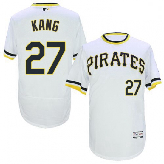 Mens Majestic Pittsburgh Pirates 27 Jung ho Kang White Flexbase Authentic Collection Cooperstown MLB