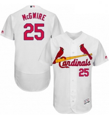 Mens Majestic St Louis Cardinals 25 Mark McGwire White Home Flex Base Authentic Collection MLB Jerse