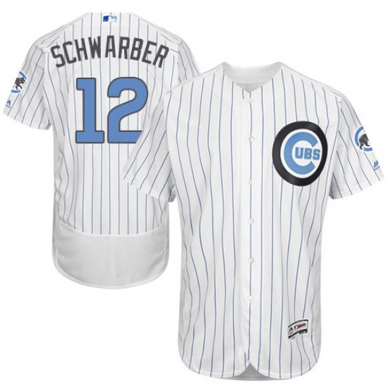 Mens Majestic Chicago Cubs 12 Kyle Schwarber Authentic White 2016 Fathers Day Fashion Flex Base MLB 