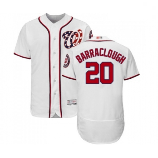 Mens Washington Nationals 20 Kyle Barraclough White Home Flex Base Authentic Collection Baseball Jer