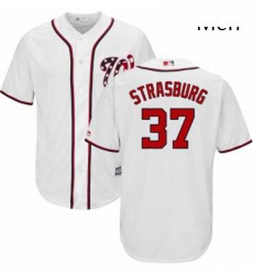 Mens Majestic Washington Nationals 37 Stephen Strasburg Replica White Home Cool Base MLB Jersey