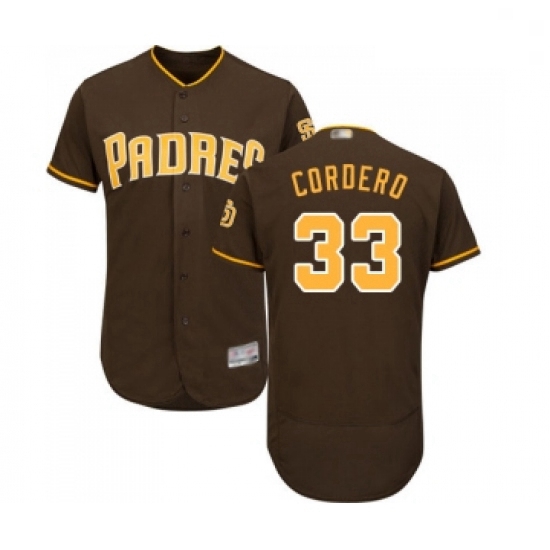 Mens San Diego Padres 33 Franchy Cordero Brown Alternate Flex Base Authentic Collection Baseball Jer