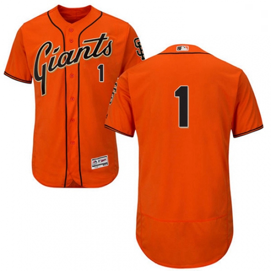 Mens Majestic San Francisco Giants 1 Gregor Blanco Orange Alternate Flex Base Authentic Collection M