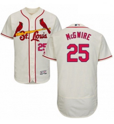 Mens Majestic St Louis Cardinals 25 Mark McGwire Cream Alternate Flex Base Authentic Collection MLB 
