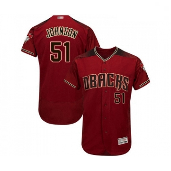 Mens Arizona Diamondbacks 51 Randy Johnson Red Alternate Authentic Collection Flex Base Baseball Jer