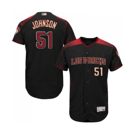 Mens Arizona Diamondbacks 51 Randy Johnson Black Alternate Authentic Collection Flex Base Baseball J