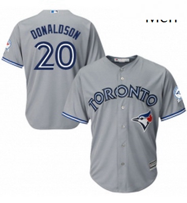 Mens Majestic Toronto Blue Jays 20 Josh Donaldson Replica Grey R