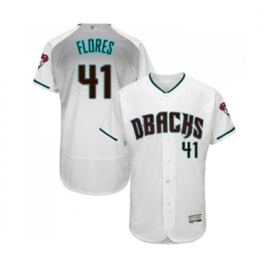 Mens Arizona Diamondbacks 41 Wilmer Flores White Teal Alternate Authentic Collection Flex Base Baseb