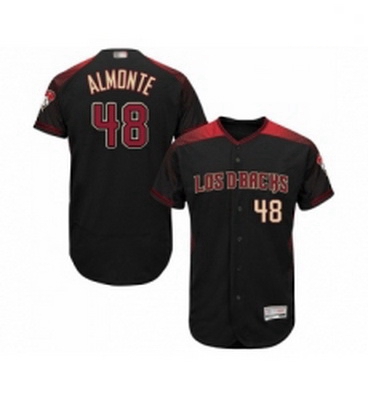 Mens Arizona Diamondbacks 48 Abraham Almonte Black Alternate Authentic Collection Flex Base Baseball