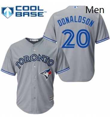 Mens Majestic Toronto Blue Jays 20 Josh Donaldson Replica Grey Road MLB Jersey