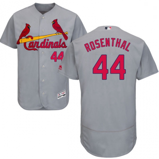 Mens Majestic St Louis Cardinals 44 Trevor Rosenthal Grey Road Flex Base Authentic Collection MLB Je