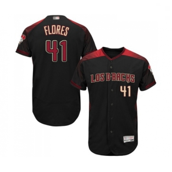 Mens Arizona Diamondbacks 41 Wilmer Flores Black Alternate Authentic Collection Flex Base Baseball J