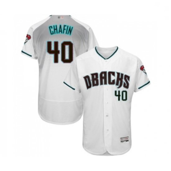 Mens Arizona Diamondbacks 40 Andrew Chafin White Teal Alternate Authentic Collection Flex Base Baseb