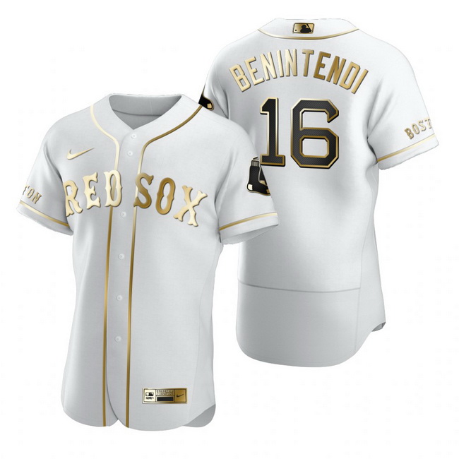 Boston Red Sox 16 Andrew Benintendi White Nike Mens Authentic Golden Edition MLB Jersey