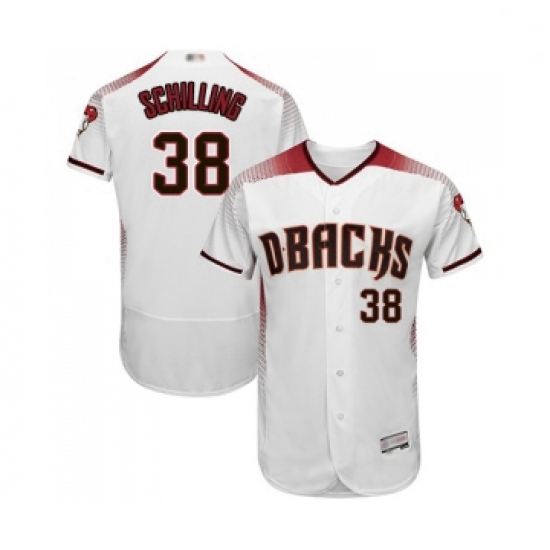 Mens Arizona Diamondbacks 38 Curt Schilling White Home Authentic Collection Flex Base Baseball Jerse