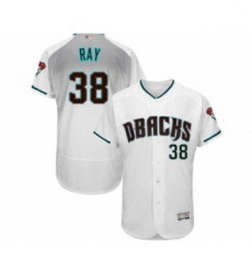 Mens Arizona Diamondbacks 38 Robbie Ray White Teal Alternate Authentic Collection Flex Base Baseball