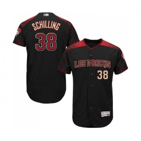 Mens Arizona Diamondbacks 38 Curt Schilling Black Alternate Authentic Collection Flex Base Baseball 