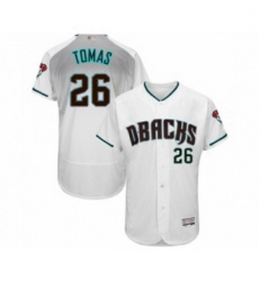 Mens Arizona Diamondbacks 26 Yasmany Tomas White Teal Alternate Authentic Collection Flex Base Baseb