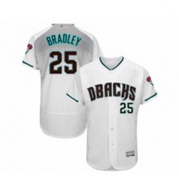 Mens Arizona Diamondbacks 25 Archie Bradley White Teal Alternate Authentic Collection Flex Base Base