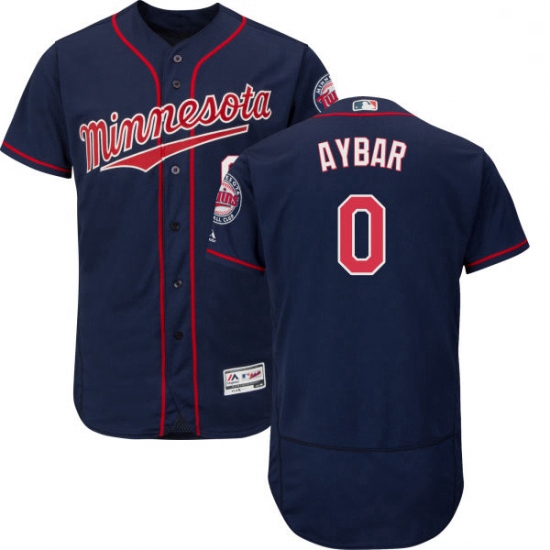 Mens Majestic Minnesota Twins 0 Erick Aybar Navy Blue Alternate Flex Base Authentic Collection MLB J