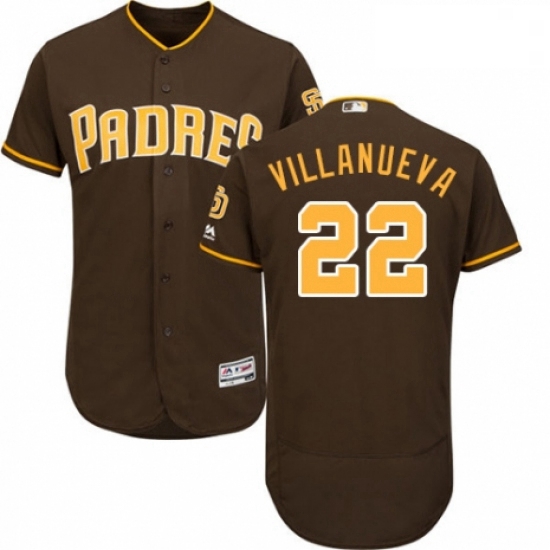 Mens Majestic San Diego Padres 22 Christian Villanueva Brown Alternate Flex Base Authentic Collectio