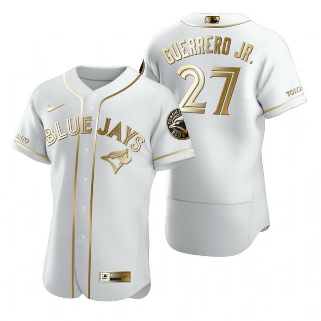 Toronto Blue Jays 27 Vladimir Guerrero Jr. White Nike Mens Authentic Golden Edition MLB Jersey