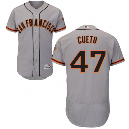 Mens Majestic San Francisco Giants 47 Johnny Cueto Grey Road Flex Base Authentic Collection MLB Jers