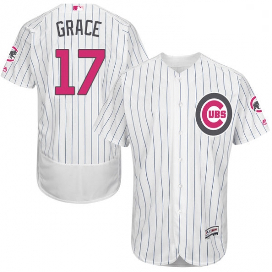 Mens Majestic Chicago Cubs 17 Mark Grace Authentic White 2016 Mothers Day Fashion Flex Base MLB Jers