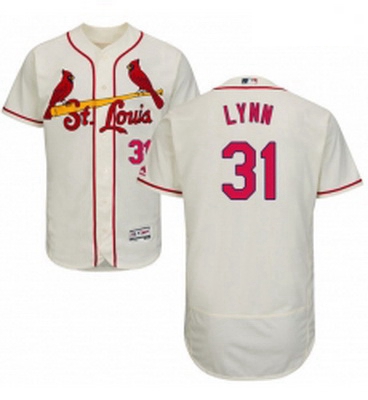 Mens Majestic St Louis Cardinals 31 Lance Lynn Cream Alternate Flex Base Authentic Collection MLB Je