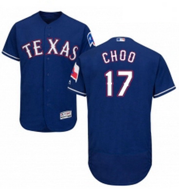 Mens Majestic Texas Rangers 17 Shin Soo Choo Royal Blue Alternate Flex Base Authentic Collection MLB