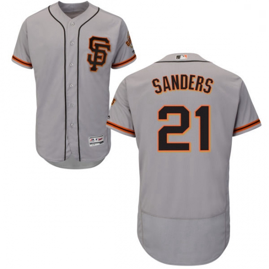 Mens Majestic San Francisco Giants 21 Deion Sanders Grey Alternate Flex Base Authentic Collection ML